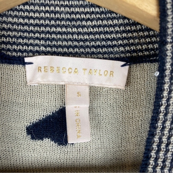 Rebecca Taylor Alpaca Blend Novelty Scattered Heart Jacquard Sweater Navy Small - Picture 7 of 8